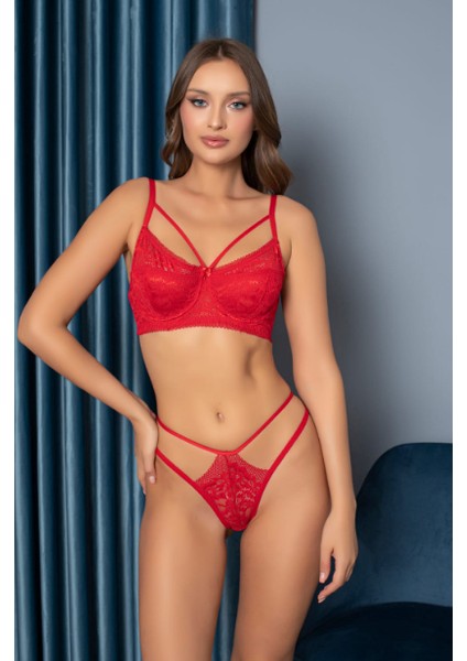 Bukadınca Kırmızı Kapsız Bralet TAKIMI-BK030001