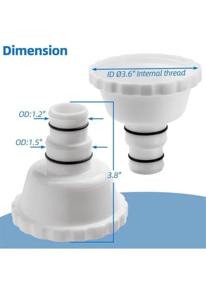 Vakum Adaptörü Rp/rx Skimmer Ataşmanı 1,5 Inç ve 1,25 Inç Hortum Bağlantısı Için Yer Üstü Havuzlar Için (Yurt Dışından)