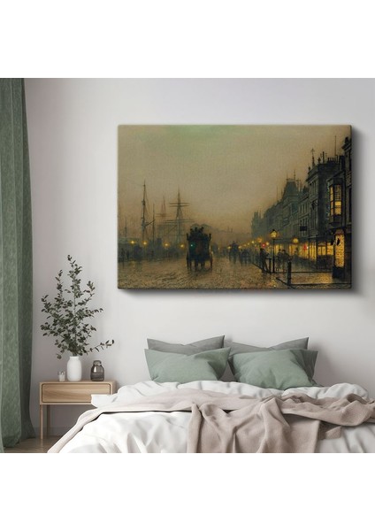John Atkinson Grimshaw - Limanda Akşam Kanvas Tablo