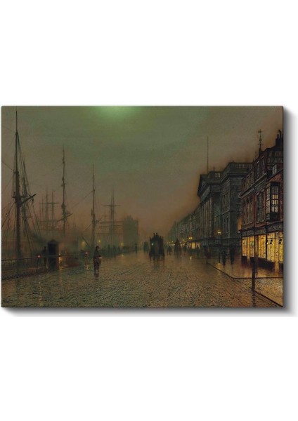 John Atkinson Grimshaw - Rıhtımda Gece Kanvas Tablo