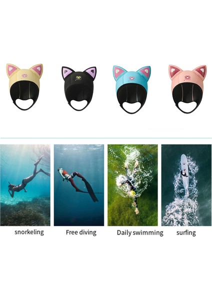 Kadın Kedi Kulaklı Dalış Başlığı Su Geçirmez Şapka Dalgıç Elbisesi Başlık Çene Kayışlı Yüzme Başlığı Limon Sarısı (Yurt Dışından) indirimleri