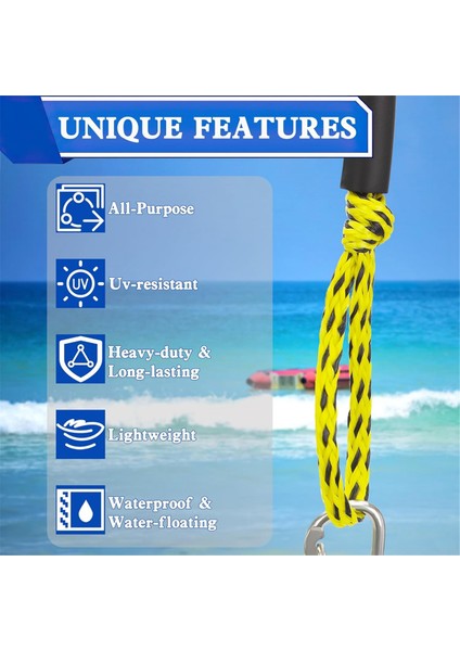 Tekne Çekme Halatı, 60FT 3k 1-3 Yolcu Tüplü Tekne Halatları Kayak Şamandırası Su Kayağı Için Ağır Hizmet Tipi Kayak Halatı (Yurt Dışından) fiyatları