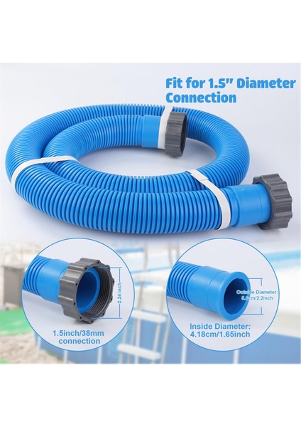 2 Adet 1,5 Inç 59 Inç Havuz Hortumu, 2 Hortum Adaptörü, Havuz Pompası Hortum Aksesuarları ile Yer Üstü Havuzlar Için (Yurt Dışından) fırsatları