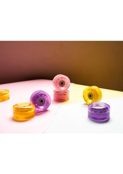 58X32 mm Pu Flaş Olmayan Paten Tekerlekleri Sürgülü Tekerlekler Abce-9 Yetişkin Açık Paten Ayakkabıları Için Tekerlekler, Pembe (Yurt Dışından)