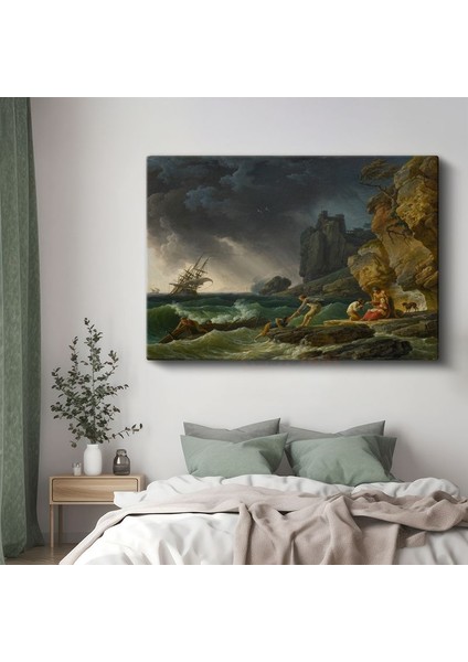 Claude Joseph Vernet - Fırtınada Kurtarma Sahnesi Kanvas Tablo