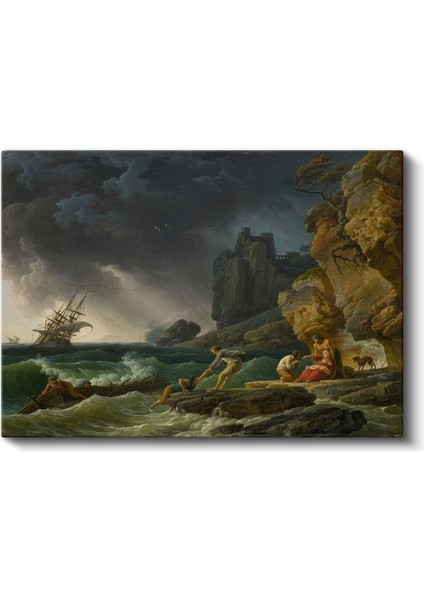 Claude Joseph Vernet - Fırtınada Kurtarma Sahnesi Kanvas Tablo fiyatları