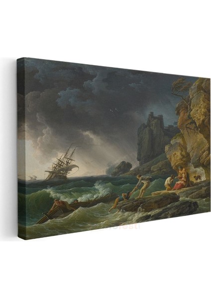 Claude Joseph Vernet - Fırtınada Kurtarma Sahnesi Kanvas Tablo modelleri