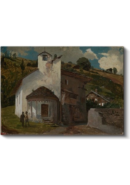 Jean-Baptiste-Camille Corot - Italyan Köy Kilisesi Kanvas Tablo fiyatları