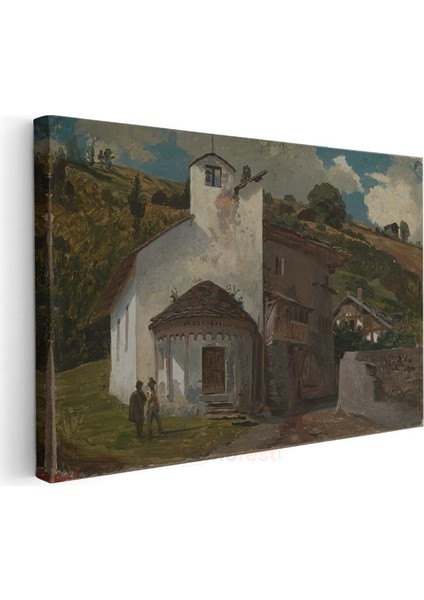 Jean-Baptiste-Camille Corot - Italyan Köy Kilisesi Kanvas Tablo modelleri