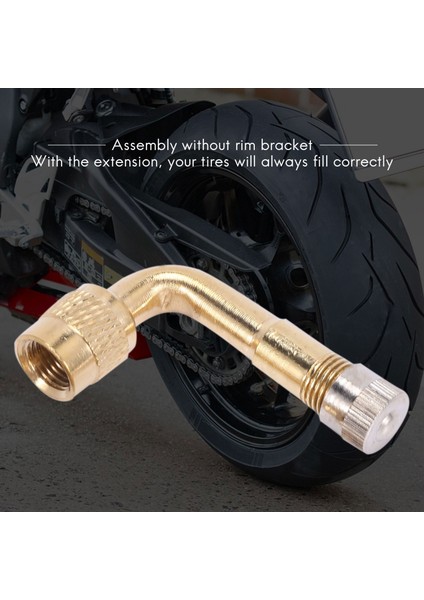 Adet Vana Uzatma Vanası Uzatma Adaptörü Lastik 90 Derece Bükülmüş Metal Açı Bisiklet Motosiklet Scooter Için (Yurt Dışından)