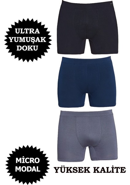 Erkek Micro Modal Boxer Yüksek Kalite 3'lü Paket