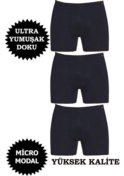 Erkek Micro Modal Boxer Yüksek Kalite 3'lü Paket