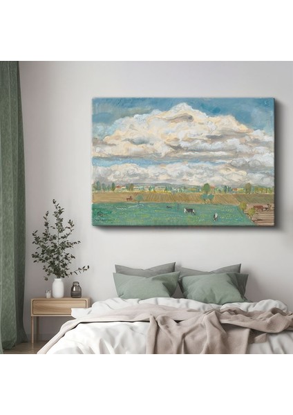 Camille Pissarro - Kırsal Manzara ve Bulutlar Kanvas Tablo