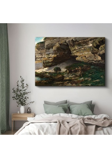 Gustave Courbet - Kayalıklar ve Geyik Kanvas Tablo