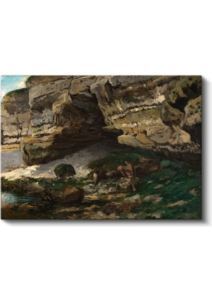 Gustave Courbet - Kayalıklar ve Geyik Kanvas Tablo