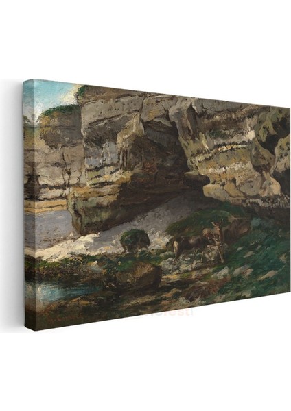 Gustave Courbet - Kayalıklar ve Geyik Kanvas Tablo