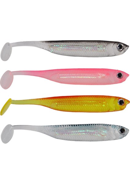 5 Adet Yumuşak Yemler Kolay Parlayan Silikon Çift Renkli Yapay Yem 7 cm Balıkçılık Jig Wobblers Takım Bas Yüzme Yemi Pembe (Yurt Dışından)