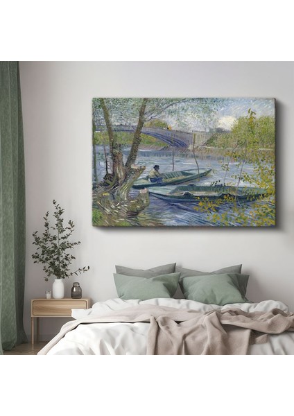 Vincent Van Gogh - Seine Nehri Üzerinde Balıkçı Tekneleri Kanvas Tablo