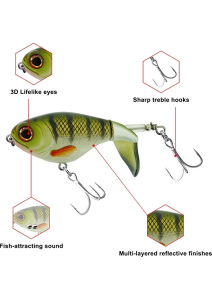 3pcs Bas Whoper Plopper Lures, Yüzen Döner Kuyruklu Plopping Minnow, Dikenli Tiz Kancalı Levrek Balıkçılığı (Yurt Dışından) fiyatları