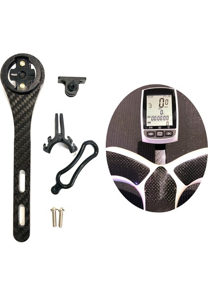 Vırb Veya Gopro Için Karbon Fiber Entegre Gidon Bilgisayar Standı Bisiklet Standı Kenar Montaj Gidon Combo Montaj-C (Yurt Dışından)