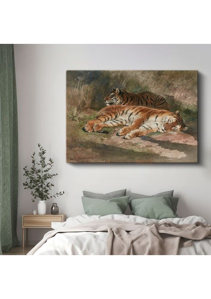 Rosa Bonheur - Dinlenen Kaplanlar Kanvas Tablo