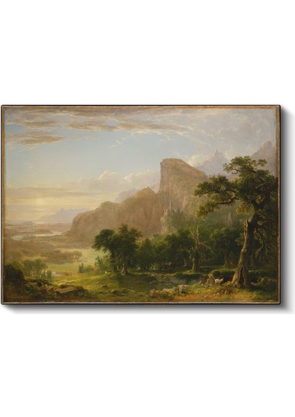 Albert Bierstadt - Vadideki Ağaçlar Kanvas Tablo