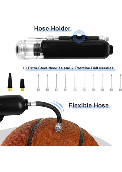 Basketbol Topu Pompası Hava Pompası, Spor Topları Için 10 Adet Iğneler ve 2 Adet Nozullar, Futbol Voleybol Futbol Balonu Için (Yurt Dışından) fırsatları