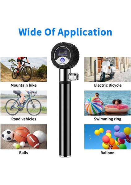 Bisiklet Pompası, Mini Basınç Ölçerli Bisiklet Pompası (120PSI), Iğneli Bilyalı Pompa, Yapıştırıcısız Yama Takımı Uzatma Hortumu (Yurt Dışından) modelleri