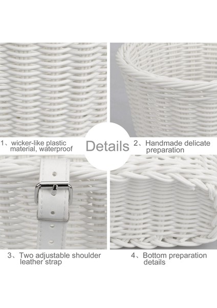 1set Rattan Hasır Bisiklet Ön Sepeti + Zil + Püskül + Çıkartmalar Ayarlanabilir El Dokuma Yetişkin Bisiklet Gidonu Aksesuarları Pembe (Yurt Dışından)