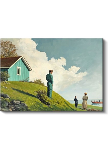 Midjourney - Mavi Ev Kanvas Tablo