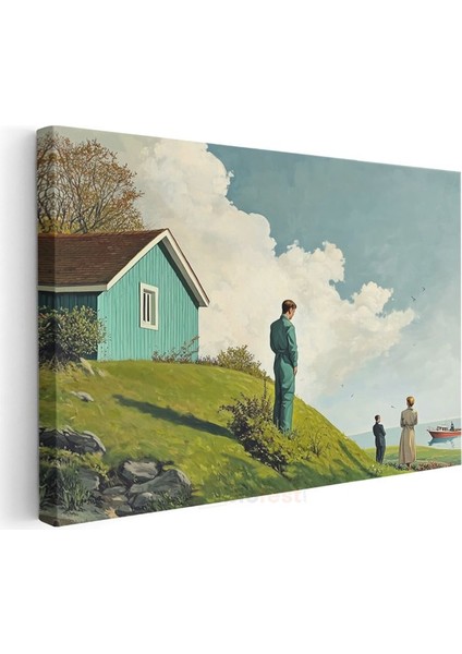 Midjourney - Mavi Ev Kanvas Tablo