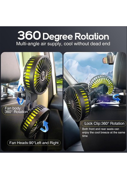 USB Araç Arka Koltuk Soğutma Fanları, Çocuklar Için Çift Başlıklı Araç Fanı 3 Hız 360° Dönebilen Araç Arka Koltuk Başlığı Fanları (Yurt Dışından) modelleri