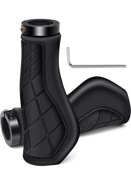 Bisiklet Sapları Ergonomik Saplar Kaymaz Kauçuk Gidon Sapları, 22.2mm E-Bisiklet Siyah Için Bisiklet Gidon Sapları (Yurt Dışından)