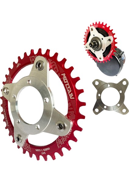Motsuv E-Bisiklet Krank Takımı 104BCD 38T Zincir Dişlisi Adaptör Kiti Bafang Orta Tahrik Motoru BBS01 BBS02 Bisiklet Dönüşüm Parçaları Siyah (Yurt Dışından)