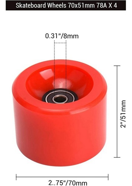 4 Tekerlek Seti 70MM 78A Ofset Hub Katı Longboard Tekerlekler, Abec 9 Siyah Rulmanlı Pürüzsüz Longboarding Tekerlekler, Beyaz (Yurt Dışından)