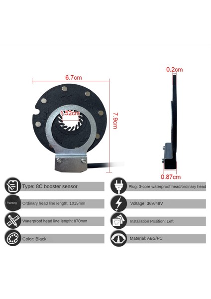 Elektrikli Bisiklet Manyetik Güç Sensörü 36/48 V Pedal Destek Sensörü F-8c Mıknatıslar Çift Salon Sensörleri Pas Sistemi Ebike Parçaları (Yurt Dışından)