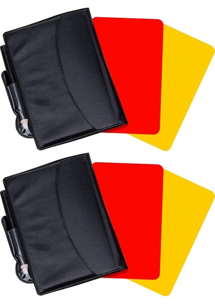 2'li Paket Futbol Hakem Kart Seti,uyarı Hakem Kırmızı ve Sarı Kartlar, Cüzdan Skor Sayfaları,kalem Futbol Aksesuarları (Yurt Dışından)