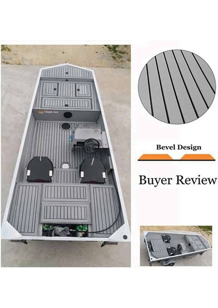 2400X57MM Kendinden Yapışkanlı Tekne Eva Köpük Tik Zemin Matı Güverte Yat Levha Pedi Tekne Güverte Matı, Açık Gri+Siyah (Yurt Dışından)