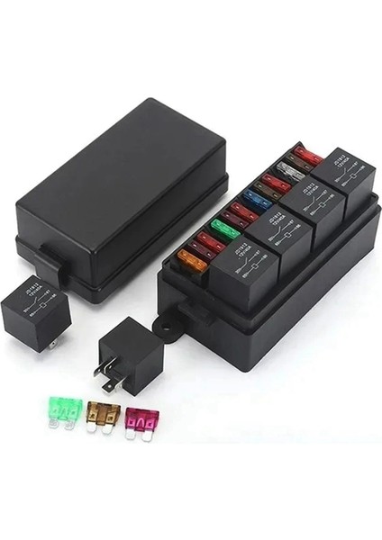 12V Sigorta Röle Kutusu Önceden Kablolanmış Sigorta ve Röle Kutusu 4 Röleli 12 Yollu Atc/ato Sigortaları Araba Için Kapalı 12V Röle Sigorta Kutusu (Yurt Dışından)