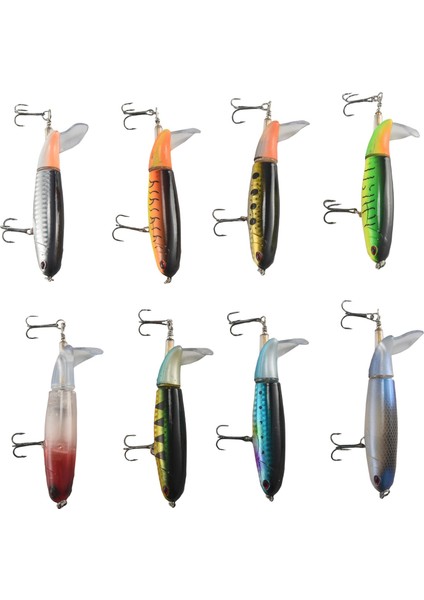 8 Adet Whopper Plopper 11 cm 15G Yüzen Popper Balıkçılık Cazibesi Yapay Sert Yem Wobbler Dönen Kuyruk Olta Takımı 3D Gözler (Yurt Dışından)