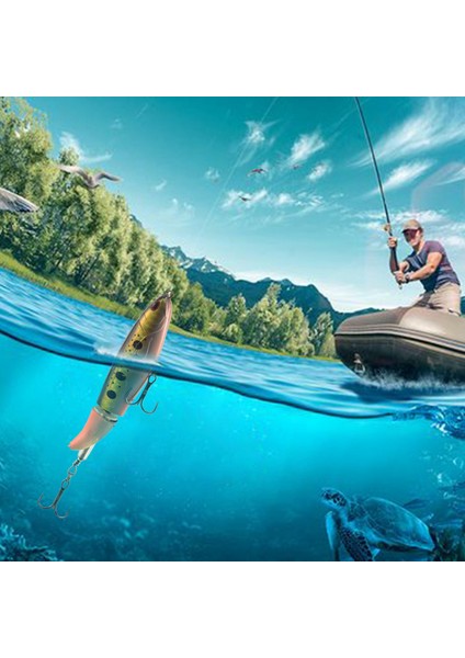 8 Adet Whopper Plopper 11 cm 15G Yüzen Popper Balıkçılık Cazibesi Yapay Sert Yem Wobbler Dönen Kuyruk Olta Takımı 3D Gözler (Yurt Dışından)
