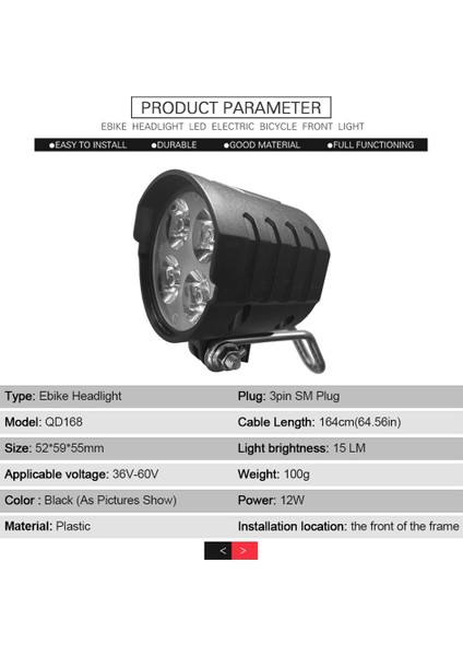 36 V-60 V E-Bisiklet Far Escooter LED Ön Lamba Elektrikli Bisiklet Bisiklet Motosiklet Su Geçirmez Korna Seti Far (Yurt Dışından) fırsatları