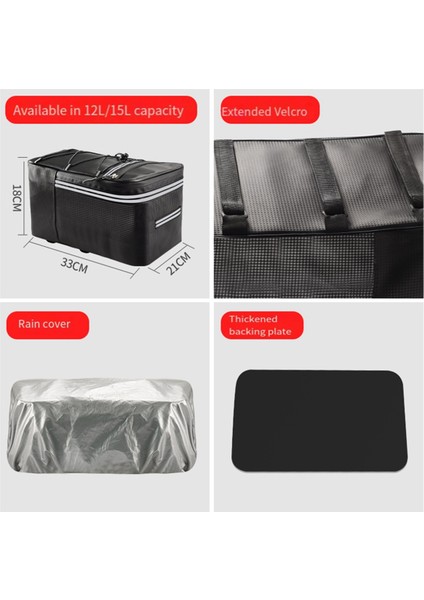 Bisiklet Bagaj Çantası Bisiklet Arka Çantası Su Geçirmez Bisiklet Taşıyıcı Çantası Su Geçirmez Yağmur Kılıfı ile Bisiklet Bisiklet Çantası 15L (Yurt Dışından) indirimleri