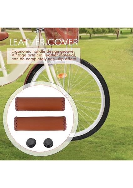 Çift Vintage Deri Bisiklet Tutacakları Tutacaklar Trekking Gidonları Kapak Rengi: Kahverengi (Yurt Dışından) modelleri