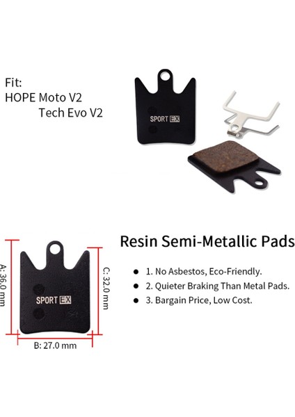 Hope Hope Moto V2 Tech Evo V2 Fren Kaliperleri, Sport Ex Sınıfı, Reçine Için 4 Çift Bisiklet Disk Fren Balatası (Yurt Dışından)