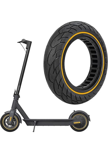 Katı Lastik Tekerlekler 10 Inç Elektrikli Scooter, Kaymaz, Katı Kauçuk, Artık Delikli Tekerlek Yok (Sarı 2 Parça) (Yurt Dışından)