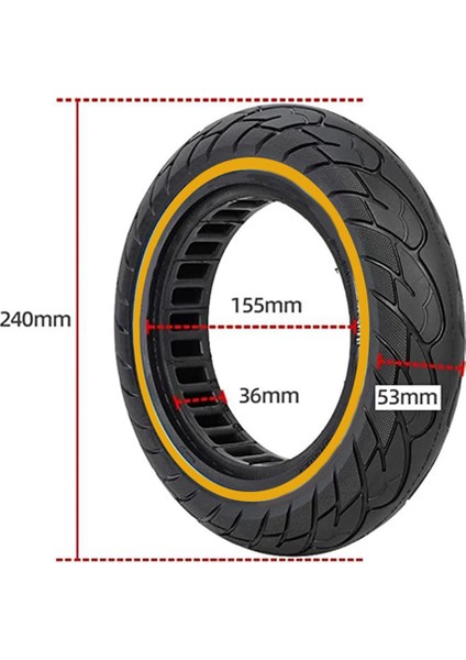Katı Lastik Tekerlekler 10 Inç Elektrikli Scooter, Kaymaz, Katı Kauçuk, Artık Delikli Tekerlek Yok (Sarı 2 Parça) (Yurt Dışından)