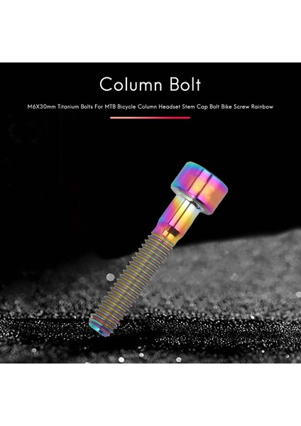 M6X30MM Titanyum Cıvata Mtb Bisiklet Sütun Kulaklık Kök Kapağı Cıvatası Bisiklet Vidası Gökkuşağı (Yurt Dışından)