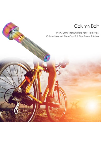 M6X30MM Titanyum Cıvata Mtb Bisiklet Sütun Kulaklık Kök Kapağı Cıvatası Bisiklet Vidası Gökkuşağı (Yurt Dışından)