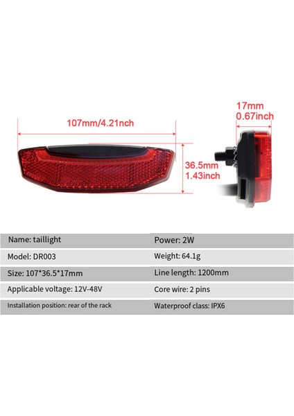 12V-48V E-Bisiklet Arka Lambası Elektrikli Bisiklet Arka Lambası E-Scooter Bisiklet Su Geçirmez Aksesuarlar Su Geçirmez Konnektör (Yurt Dışından) fırsatları